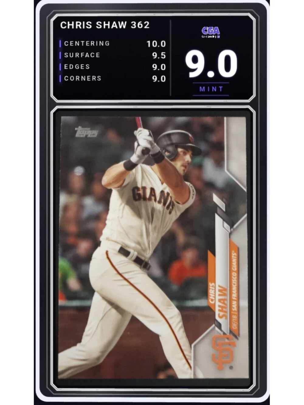 2020 Topps #362 Chris Shaw San Francisco Giants MLB Card - CGA 9.0 Digital Grade